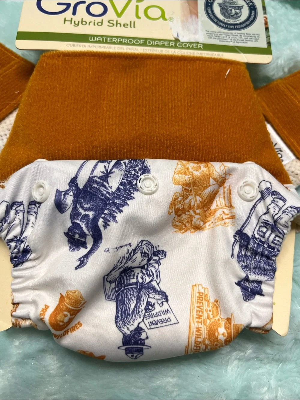 Kids Waterproof Hybrid Shell Diaper Cover in Rust & White